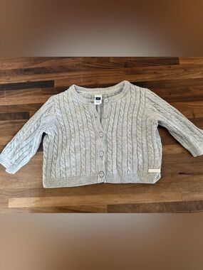 Baby Cable Knit Cardigan Sweater - Light Gray
